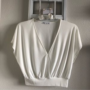 Zara Ivory Low Cut Top SZ S